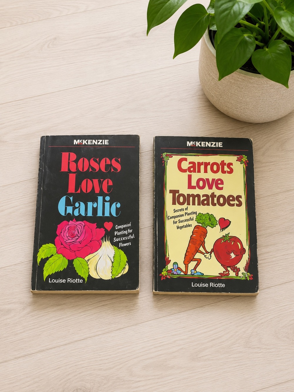 Vintage Companion Gardening Books Roses Love Garlic, Carrots Love Tomatoes 90s